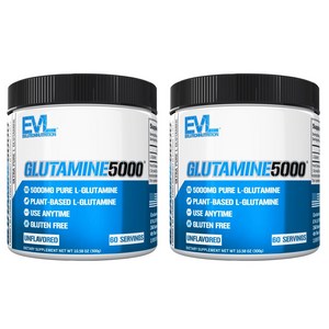 EVLUTIONNUTRITION 울트라 퓨어 글루타민 5000mg 언플레이버드, 300g, 2개