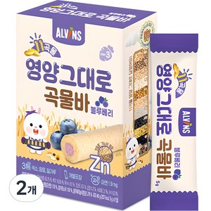 엘빈즈 11곡물 영양그대로 곡물바, 블루베리맛, 40g, 2개