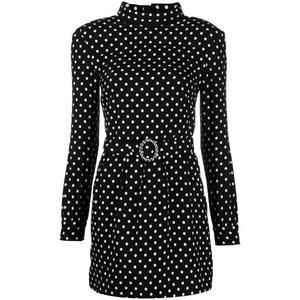 생로랑 벨트 폴카 도트 미니 드레스