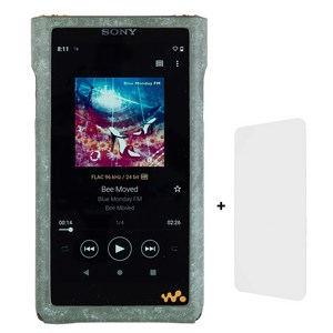 소니 워크맨 NW-WM1ZM2 전용 미테르 케이스 + 화면 보호 필름 Fo Sony Walkman WM1ZM2 이탈리아 가죽 보호 커버 MITER, 다크그린 이태리푸에블로가죽, 1개