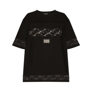 돌체앤가바나 레이스 장식 반소매 드레스