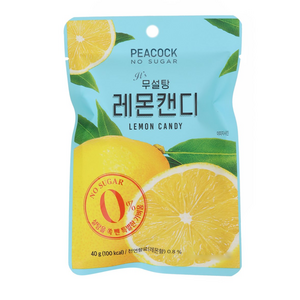 피코크 PEACOCK 무설탕 레몬캔디 40g no suga 설탕 0% 레몬과즙농축 사탕, 3개