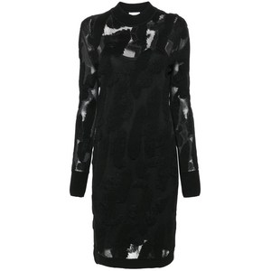 페라가모 3D 니트 세미 시스루 미디 드레스