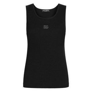 돌체앤가바나 라인스톤 로고 탱크 탑, 블랙계열, Italy 40(KR 44)