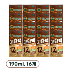 베지밀 고단백 두유 초코, 190ml, 16개