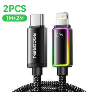 Rocoren 아이폰 케이블 호환 파스텔 C to 8핀 PD 고속충전 Lightning-C타입 충전 케이블 C타입 to 8핀 PD 27W 고속충전 케이블