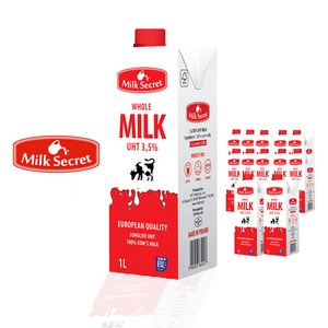 시크릿 멸균우유 milk 1L 3.5% 12팩 / 24팩, 12개