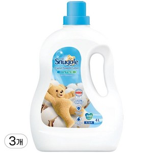스너글 초고농축 섬유유연제 오리지널 허거블 코튼 본품, 4L, 3개