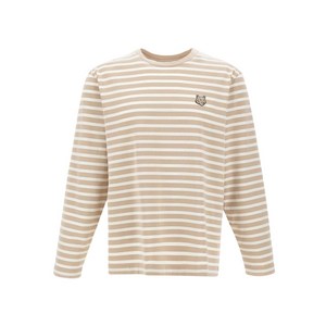 메종키츠네 폭스 헤드 스트라이프 긴소매 탑, 베이지계열, Standard M(KR 100)