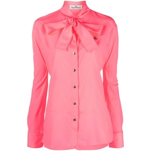 비비안웨스트우드 로고 자수 타이 클로저 셔츠