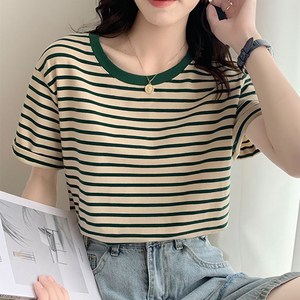 메이스 여성 라운드넥 루즈핏 스트라이프 반팔티