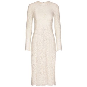 돌체앤가바나 플로럴 레이스 긴소매 미디 드레스, 화이트계열, Italy 50(KR 88)