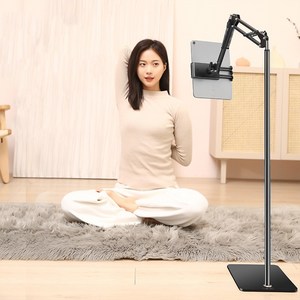 KACINA 탄소강 논슬립패드 자바라 스탠드형 핸드폰 태블릿 거치대, 블랙