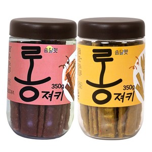 쏨달펫 롱 져키 강아지 육포 간식 대용량, 2개, 350g, 오리고기+황태