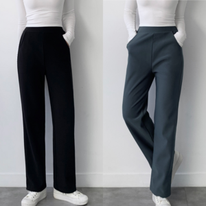 하바우 여성 일자 스판 슬랙스 융기모 정장 밴딩바지 팬츠 2종 세트