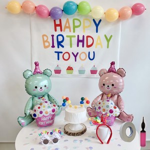 민즈셀렉트 두마리 곰돌이 생일풍선 세트, 01. Cupcake현수막세트