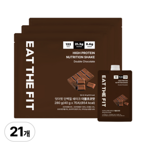 델리스푼 단백질 쉐이크 잇더핏 더블초코맛, 40g, 21개