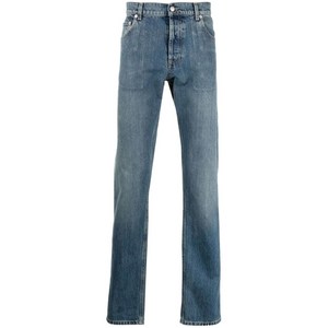 알렉산더맥퀸 logo-embroidered straight-leg jeans