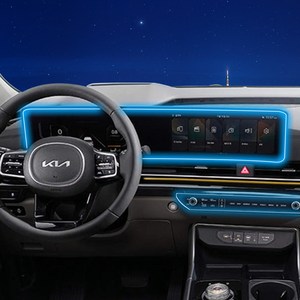 카니발 KA4 페이스리프트 호환 파노라믹 커브드 디스플레이 네비게이션 보호필름, 1GB, 네비게이션 + 공조기 보호필름(지문방지)