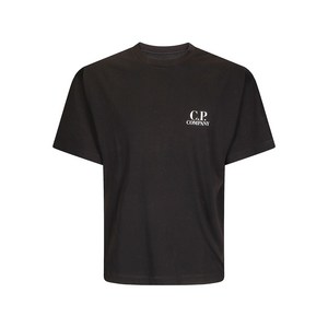 C.P.컴퍼니 로고 프린트 반소매 티셔츠, 블랙계열, Standard XXL