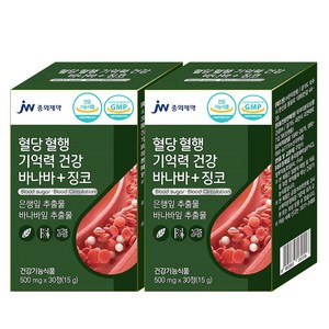 JW중외제약 혈당 혈행 기억력 건강 바나바 + 징코, 2개, 30정