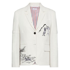 톰 브라운 자수 캔버스 재킷, 화이트계열+블랙계열, Italy 36(KR 33)