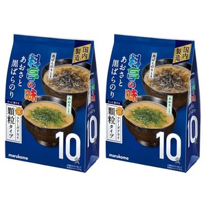 마루코메 대용량 동결건조된 과립 미소국 아오사 + 쿠로바라노리 맛 10개입, 60g, 2개