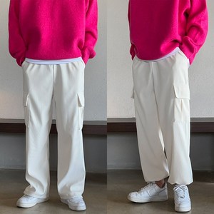 데일트 남자 코듀로이 Y2K 스트링 카고 와이드 팬츠