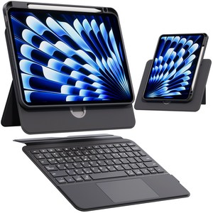 AITEWO 아이패드 매직키보드 케이스 펜슬 수납 360도회전 분리형 맥세이프 세로 가로 트랙패드 에어8/7/6/5/4/3/2/1세대 프로 11/10.9/13/12.9인치