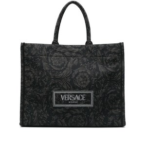 베르사체 바로코 아테나 자카드 캔버스 토트 백