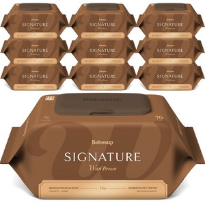 베베숲 시그니처 위드 브라운 아기물티슈 캡형, 65g, 70매, 10개