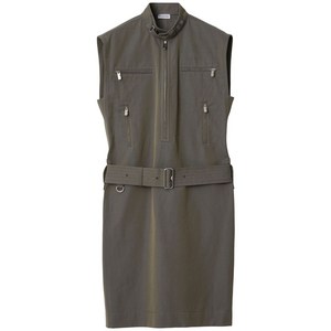 버버리 지퍼 디테일 코튼 리넨 드레스