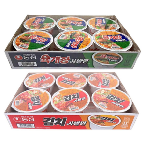 농심 육개장사발면6개+김치사발면6개, 12개