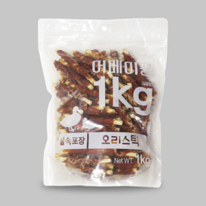 펫레터 어메이징 대용량 강아지 간식, 오리스틱, 1kg, 1개