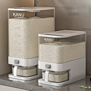 NIUFLY 원터치 밀폐 쌀통 계량 쌀보관함 방충 방습 쌀독 잡곡통 10kg 5kg, 화이트, 5kg, 1개