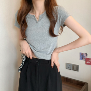 어반픽스 브이 트임 여성 반팔 슬림핏 티셔츠 2P