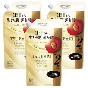 츠바키 프리미엄 볼륨 & 리페어 컨디셔너 리필용, 600ml, 3개