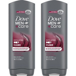 도브 멘+케어 각질제거 딥 클린 바디 앤 페이스 워시, 532ml, 2개