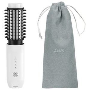 Leeko 모발 손상 없는 4단 온도조절 음이온 고데기/ 무선 미니 뿌리 볼륨 빗 고데기/ 물결 웨이브펌/ 여행 출장 외출 휴대용/ 모발보호 간편 고데기 블루