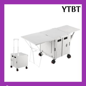 YTBT 캠핑박스 감성 박스 테이블 폴딩 트렁크, 1개, 1단, 럭셔리화이트-양면확장형