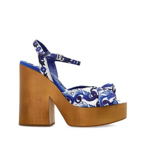 돌체앤가바나 플로럴 모티프 하이 힐 샌들 125mm, Europe 38(KR 250), 화이트계열+블루계열