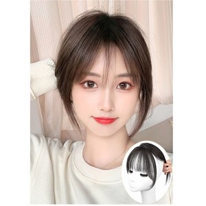 키라비 여자 정수리 앞머리 가발 100% 인모 수제 부분가발 자연스러운 탑커버 YH315, YHP315앞머리A(자연검정5x5), 1개