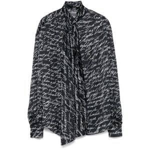 발망 러브 레터 프린트 블라우스, 블랙계열+화이트계열, France 36(KR 55)