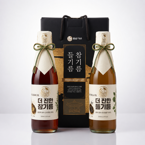 [들녘] 더 진한 참기름350ml+ 들기름 350ml 프리미엄 선물세트, 1세트