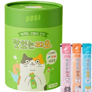 3651 맛있는 짜요 짜먹는 고양이 츄르 간식, 60개, 12g, 3종 혼합