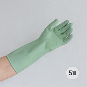 백화상점 천연 라텍스 고무장갑 5개입, 파스텔그린, 대(L)