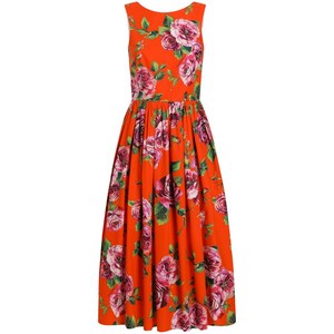 돌체앤가바나 플로럴 프린트 미디 드레스, 레드계열, Italy 36(KR 33)