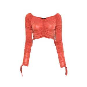 발망 주름 긴소매 탑, 오렌지계열, Standard M(KR 66)