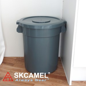 SKCAMEL 다용도 원형통 대형휴지통 업소용 60L 75L 121L, 돌리 X, 뚜껑 포함, 소(60L)회색, 1개