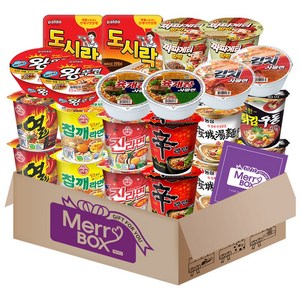 컵라면 세트(육개장사발면+김치사발면+신라면+안성탕면+튀김우동+짜파게티+도시락+미니왕뚜껑+참깨+진라면 매운맛+열)+메세지카드